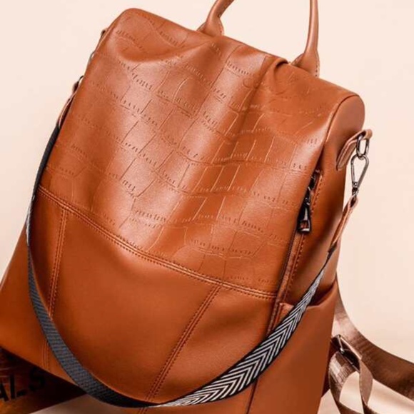 Classic Vegan Leather Zipper Mini Back Pack Minimalist - Picture 5 of 11